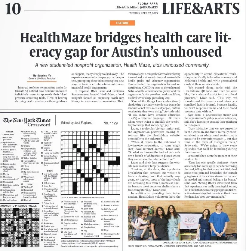 The Daily Texan article: HealthMaze bridges health care literacy gap for Austin's unhoused